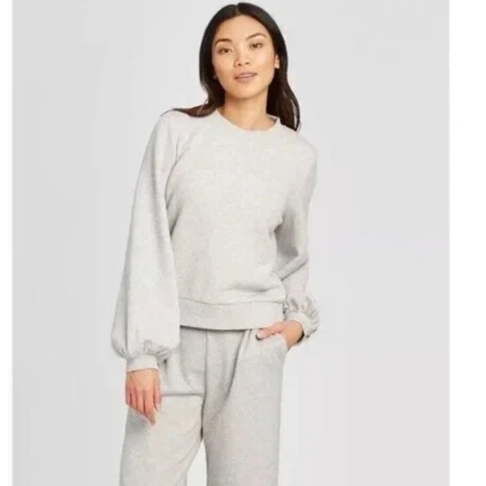A New Day Puff Sleeve Sweatshirt Gray balloon sleeves Size XS loungewear casual